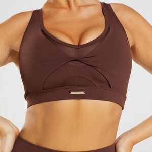 GYMSHARK Whitney Simmons Dandelion Brown Sports Bra